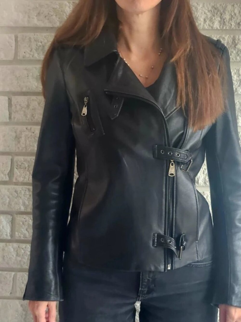 Biker Leather Jacket Via Spiga size small